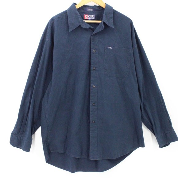Chaps By Ralph Lauren Shirt Mens Navy Blue Button Down Long Sleeve Cotton Sz XL - Picture 1 of 8